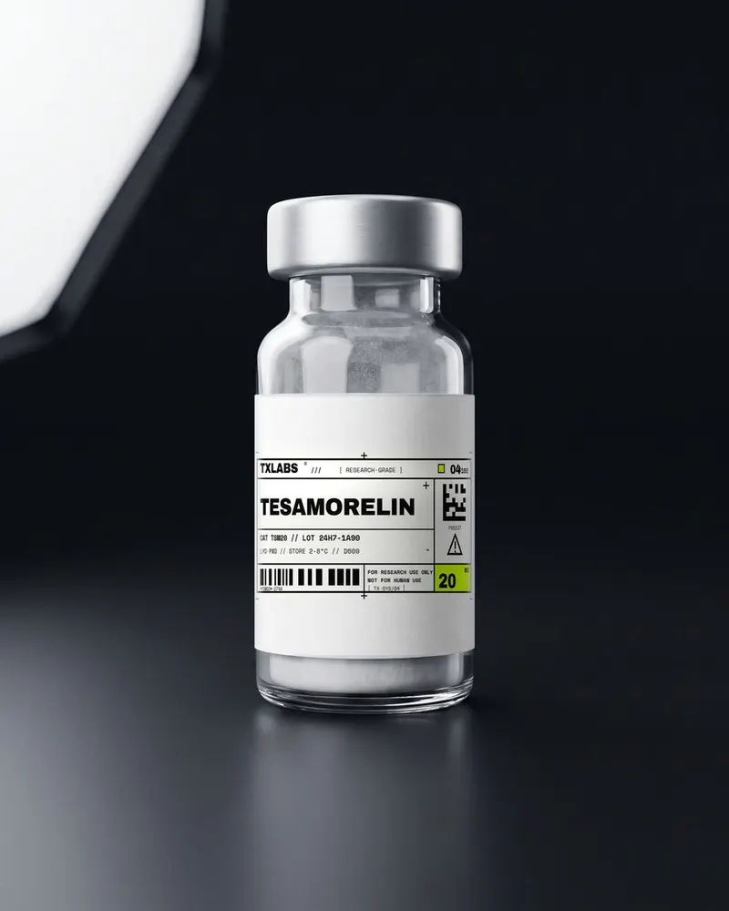 Tesamorelin research peptide vial